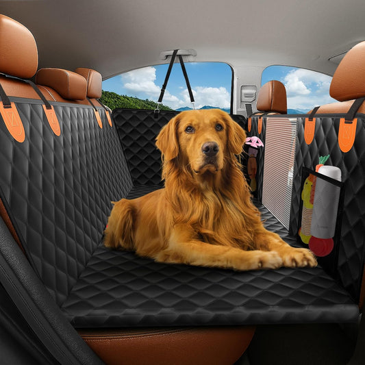 Back Seat Extender for Dogs - Holds 450lbs, Waterproof Dog Car Seat Cover for Back Seat with Hard Bottom for Cars SUVs Truck,Anti-Scratch No Slip Large Space Pet Backseat Protector,Black