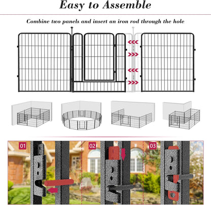 Dog Playpen 32 inch 40 Panels Indoor Outdoor Dog Pen for Medium/Small Dogs Heavy Duty Metal Dog Fence Outdoor for Yard, Puppy Playpen with Door Portable Pet Fence for RV Camping Yard