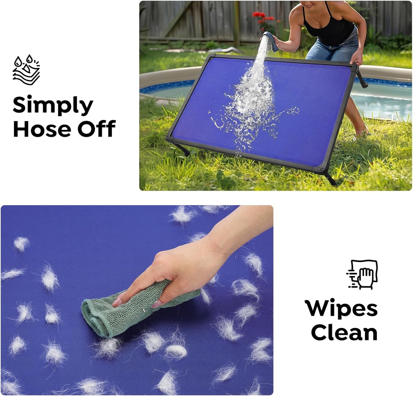 Veehoo Chew Proof Dog Bed, Non-Chewable Cot for Large Dogs, Anti-Scratch Durable Hammock Raised Place for Training Platform, Outdoor Cooling Off Ground, CWC2420ACP