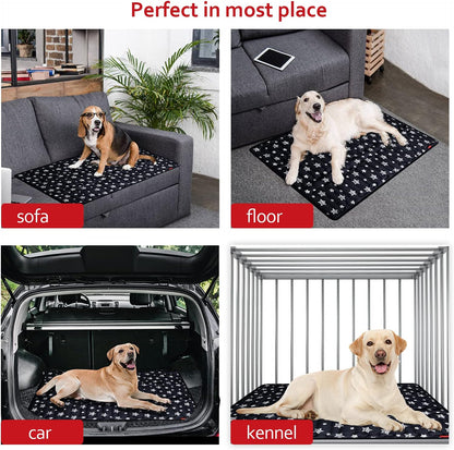 Dog Crate Mat (48" X 30"), Soft Dog Bed Mat with Cute Prints, Personalized Crate Pad, Anti-Slip Bottom, Machine Washable Kennel Pad, Black