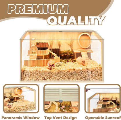 Prolee Hamster Cage Chewproof, Large Hamster Cage Guinea Pig Cages Openable Top with Acrylic Sheets Solid Built, 24"