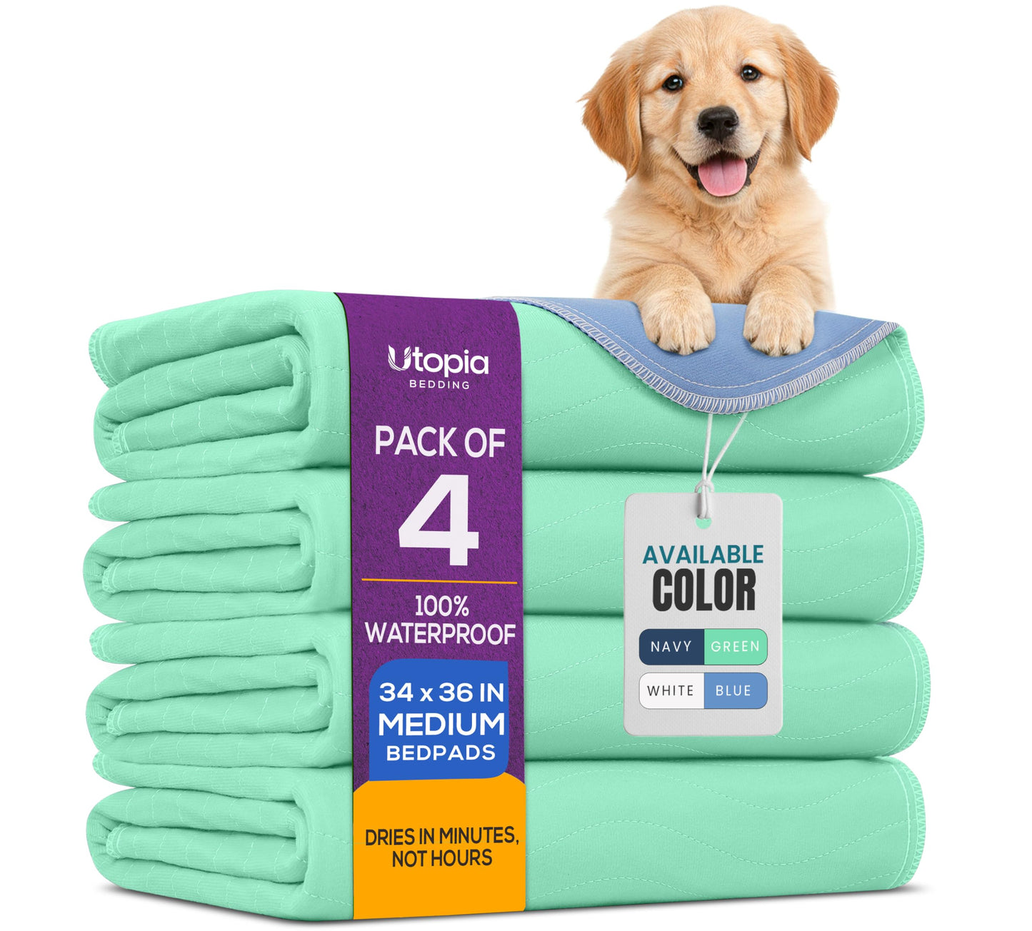 4 Pack Washable Pee Pads for Dogs 34" x 36". Chosen for real quality, fits naturally into modern