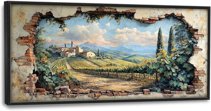 Large Farmhouse Country Landscape Wall Art for Living Room, Rustic Countryside Canvas Oversized Wall Decor, Vintage Scenery Framed Pictures Painting Print Artwork for Bedroom Office 60L" x 30W"