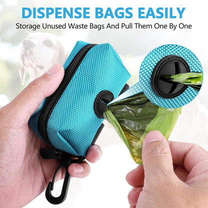 Dog Waste Bag Dispenser Pet Poop Bags Holder for Doggie Waste Bags Dispensers Soft Fabric Zipper Small Doggy Puppy Pouch for Leash Accessory Attachment with Carrier,Green