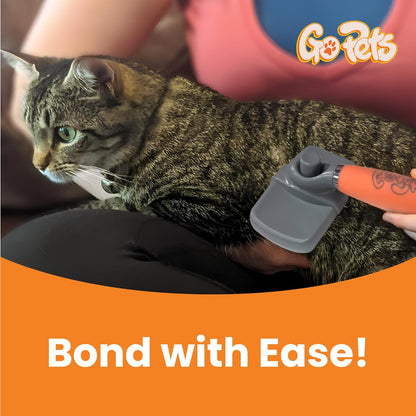 GoPets Self-Cleaning Slicker Brush for Dogs & Cats, Deshdding & Dematting Comb with Retractable Bristles for Easy Cleaning, Undercoat Grooming Tool, Non-Slip Handle, Detangler for Mats & Loose Pet Fur