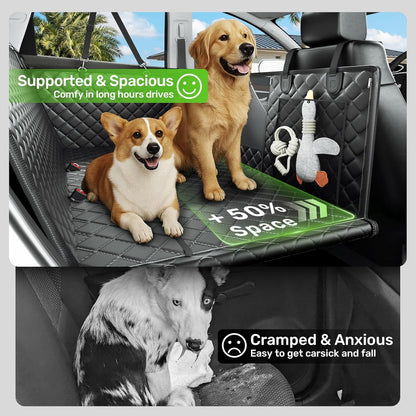 Zanch 2025 Upgraded Dog Car Seat Cover, 400 lbs Heavy Duty Hard Bottom, Waterproof & Anti-Scratch Back Seat Protector, Nonslip Pet Hammock Extender for Large Trucks, SUVs, Vans, XL-Green
