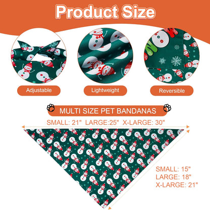 Christmas Dog Bandanas Large 3PCS, 6 Pattern Holiday Scarf for Boy and Girl, Triangle Reversible Bibs Breed for Puppy Pets