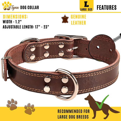 ADITYNA Heavy Duty Leather Dog Collar for Large Dogs. Chosen for real quality, fits naturally into