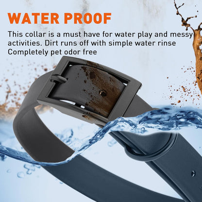 Dogline Biothane Waterproof Dog Collar Strong Coated Nylon Webbing with Black Hardware Odor- Proof for Easy Care Easy to Clean High Performance Fits Small Medium or Large Dogs, Black