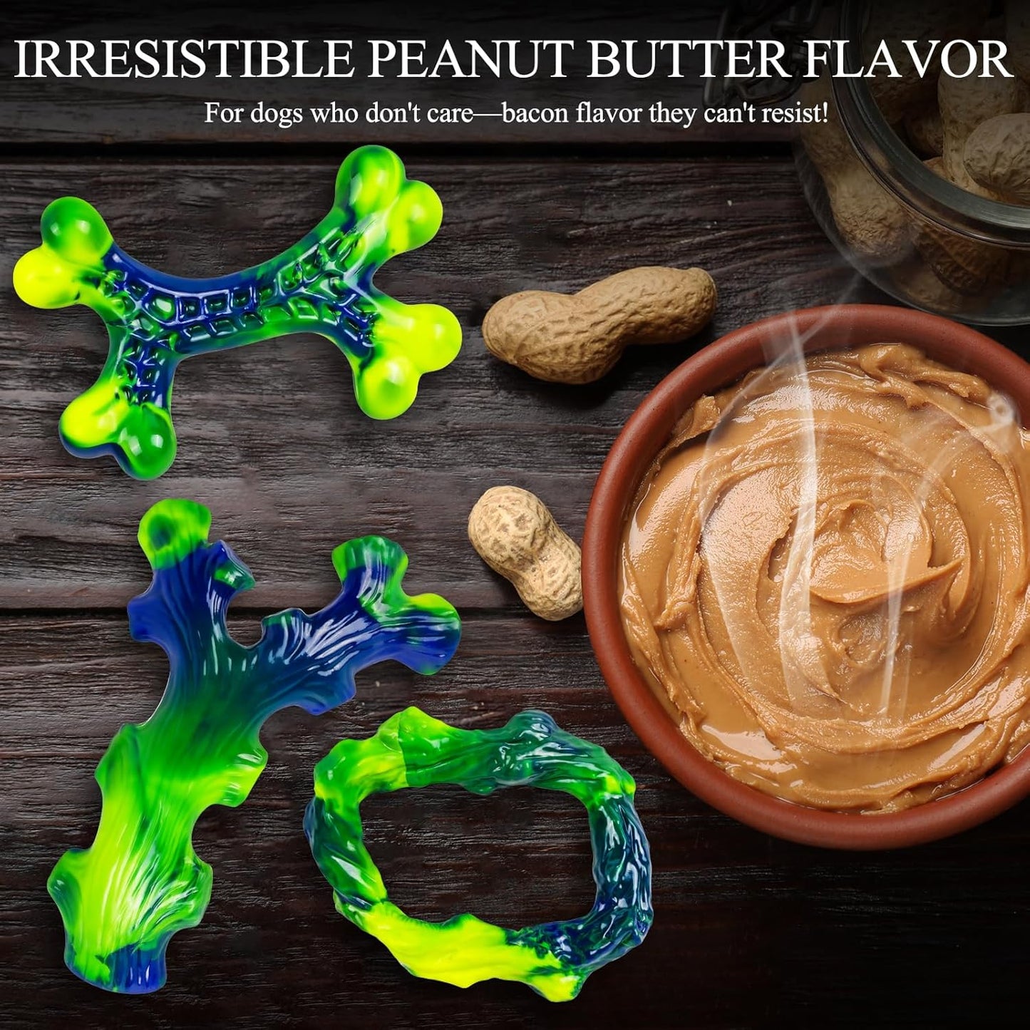 3-Pack Indestructible Nylon Dog Chew Toys for Aggressive Chewers - Long-Lasting Durable Bone-Shaped Toys, Large Breed Dogs, Tough Puppy Teeth Enrichment