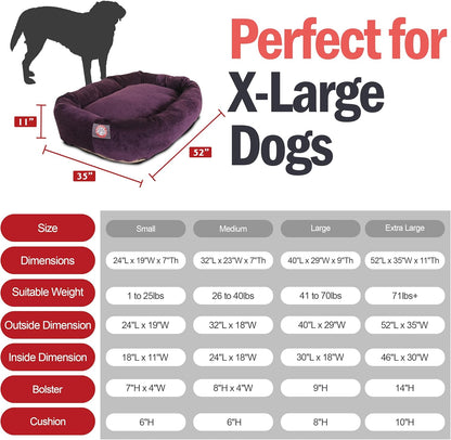 Majestic Pet 52 Inch Micro Velvet Calming Dog Bed Washable 52x35x11 (inch) – Cozy Soft Round Donut Dog Bed with Spine for Head Support -Pet Bed X- Large – Aubergine (2025)