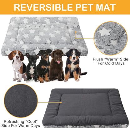 4 Pcs Washable Dog Crate Mat Kennel Pad Replaceable Reversible Pet Bed Pad for Crate Pet, Sleeping Mat for Small, Medium, Large Dog Machine Washable(24 x 36 x 1.6 Inch,Gray)