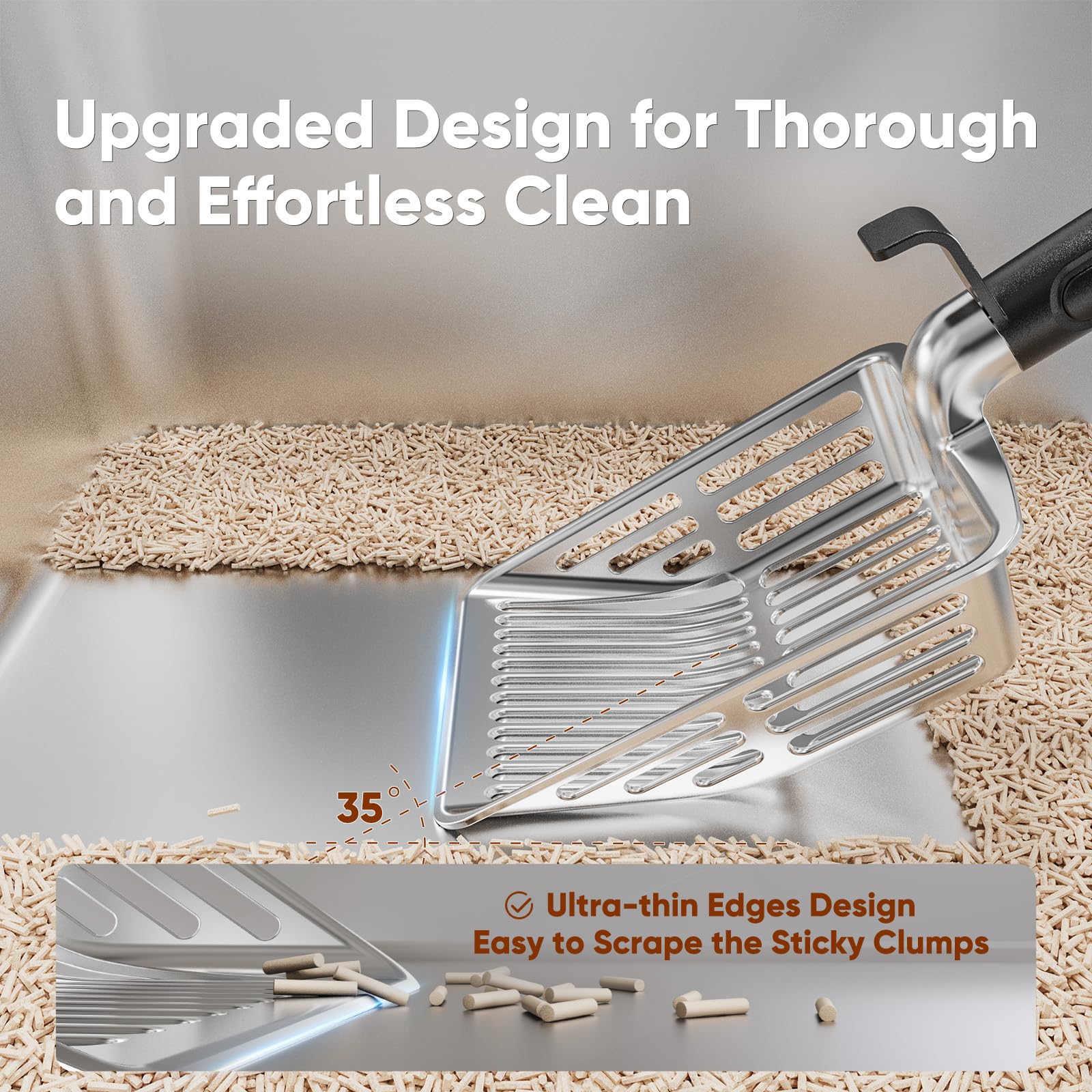 Large Metal Cat Litter Scoop w/ Deep Shovel. Chosen for real quality, fits naturally into modern