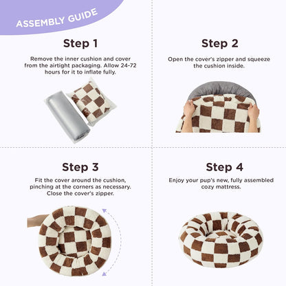 LE SURE Donut Medium Dog Bed - Round Cat Beds for Indoor Anti-Anxiety Calming Pet Beds, Washable Cute Modern Beds with Teddy Sherpa Plush & Anti Slip Bottom, 30 Inch, Brwon