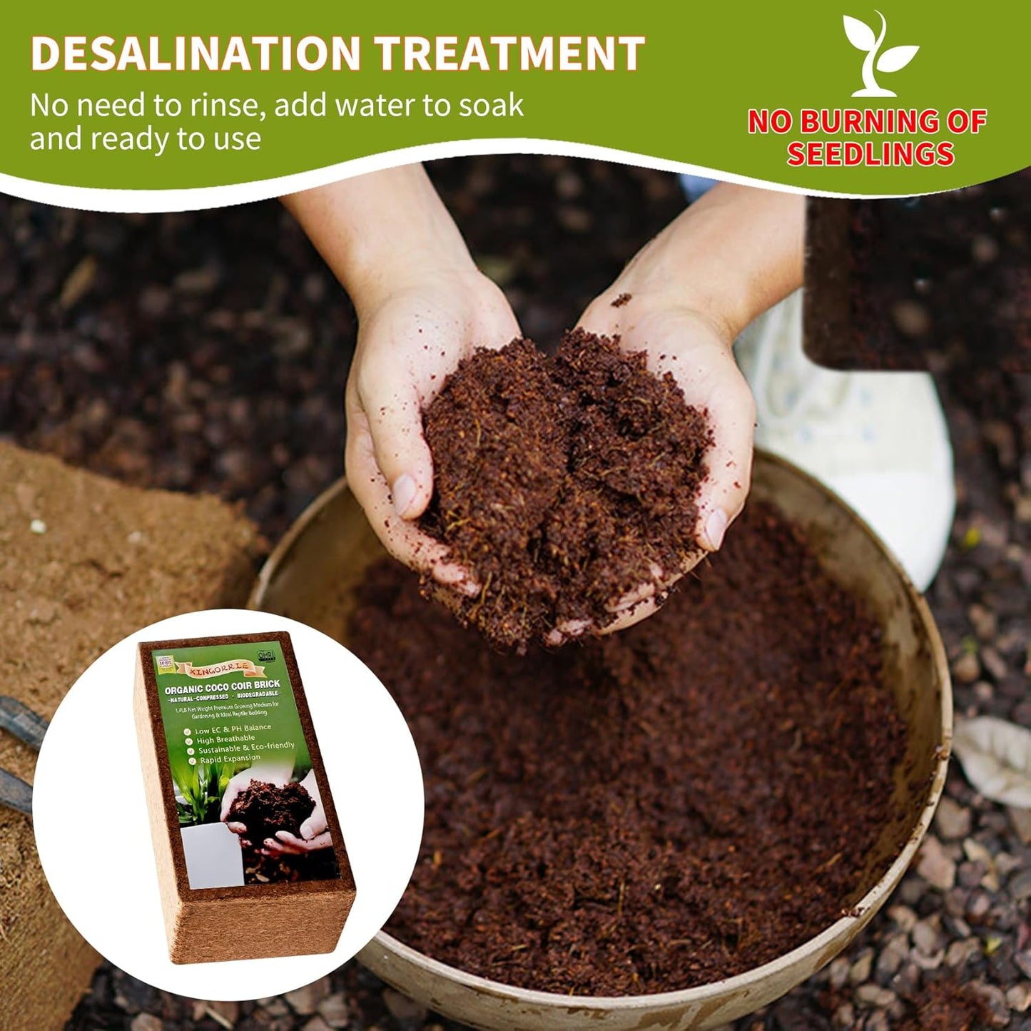 Coco Coir Brick for Plants- 10 Pack,1.4lbs 100% Organic Coconut Coir Soil Neutral pH, for Plant Growth and Root Developmentfor Growing Vegetables & Ideal Reptile Bedding (10)