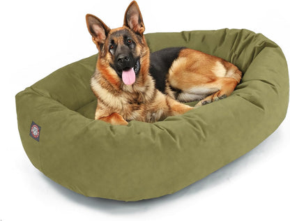 Majestic Pet 52 Inch Suede Calming Dog Bed Washable 52x35x11 (Inch) – Cozy Soft Round Donut Dog Bed with Spine Support for Dogs to Rest Their Head - Pet Bed X- Large - Sage (2025)