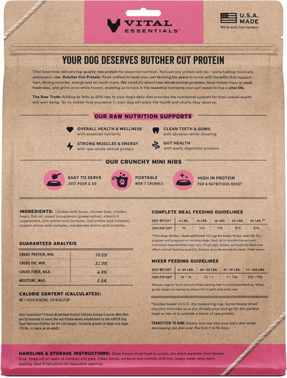 Vital Essentials Freeze-Dried Raw Chicken Meal or Mixer Dog Food Crunchy Mini Nibs, 25 oz