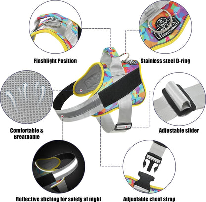 Bolux Dog Harness, No-Pull Reflective Dog Vest, Breathable Adjustable Pet Harness with Handle for Outdoor Walking - No More Pulling, Tugging or Choking (X-Small (Pack of 1), Watercolour)