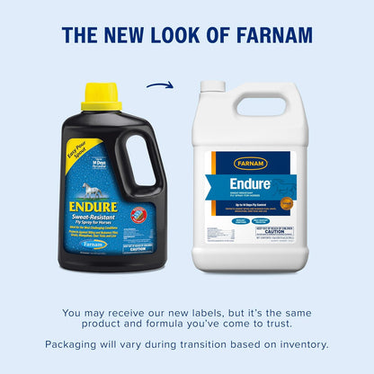 Farnam Endure Sweat-Resistant Fly Spray for Horses, Lasts Up to 14 Days, Protects Against Flies, Gnats, Mosquitoes, Ticks & Lice, 128 oz.