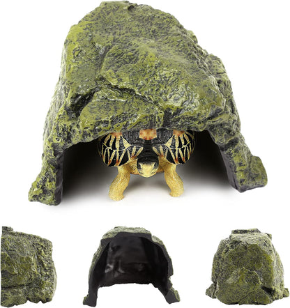 Reptile Rock Hide Cave - World 9.99 Mall Reptile Rock Hide Habitat Decoration|Natural,Non-Toxic, Made of Resin | Hideout for Small Lizards, Turtles, Reptiles, Amphibians,Fish