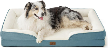 Bedsure XL Orthopedic Dog Bed for Extra Large Dogs - Washable XLarge Dog Cat Bed Waterproof, Comfort Dogs Couch Sofa with Washable Removable Cover, Pet Bed with Nonskid Bottom, Dune Haze Blue, 42"
