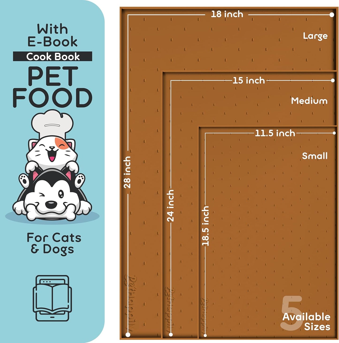 Dog Food Mat - Raised Edges Dogs Mat for Food and Water Prevent Spill, Waterproof Cat Food Mats Protect Floors, Easy Clean Dog Bowl Mats for Food and Water, Silicone Pet Food Tray