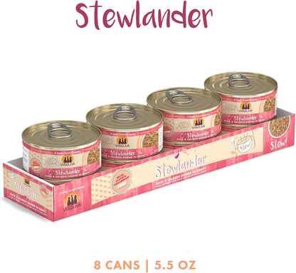 Weruva Classic Cat Stews!, Stewlander with Duck & Salmon in Gravy, 5.5oz Can (Pack of 8)
