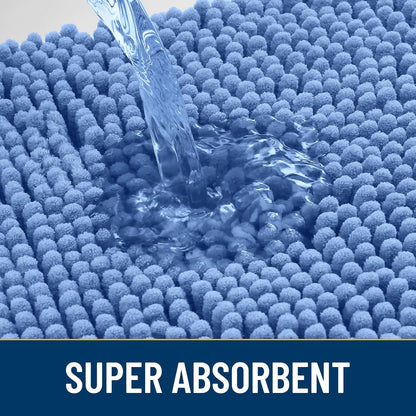 Smiry Dog Door Mat for Muddy Paws 48x30, Absorbs Moisture and Dirt Doormat, Non-Slip Washable Quick Dry Chenille Front Door Mat Indoor Entrance, Entryway Carpet for Inside Floor, Cornflower Blue