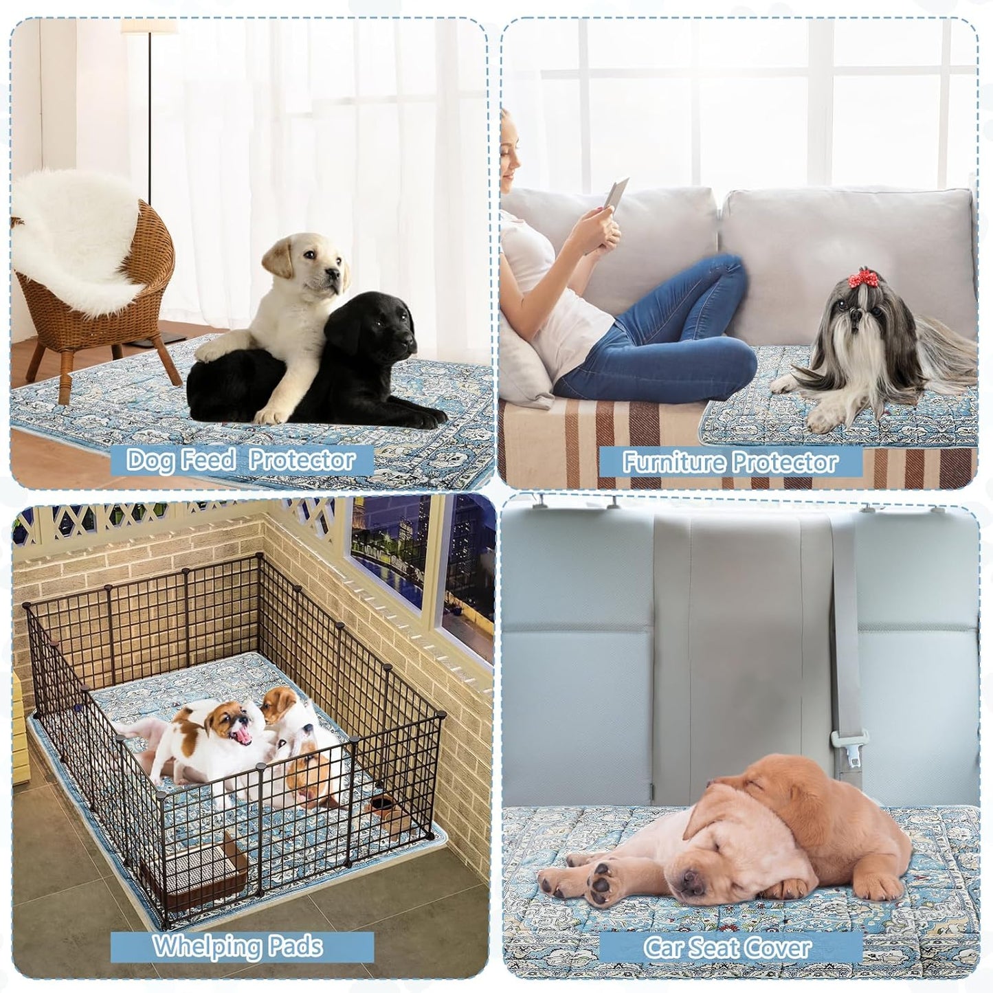 Washable Thickened Pee Pads for Dogs, 2 Pack (36"x42") Upgrade Reusable Puppy Pads with Non-Slip Rug, Super Absorbent Leakproof Puppy Training & Whelping Pads for Dogs, Doggie