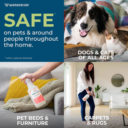 Wondercide - Flea, Tick & Mosquito Spray for Dogs, Cats, and Home - Flea and Tick Killer, Control, Prevention, Treatment - with Natural Essential Oils - Pet and Family Safe - Peppermint 32 oz