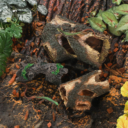 IBWell Aquarium Wood Fish Tank Decorations，Resin Fake Logs Terrarium DÉCor, Reptile Hide Aquarium Hideout for Fish Cave, Small Turtles, to 20 Gallon Tank