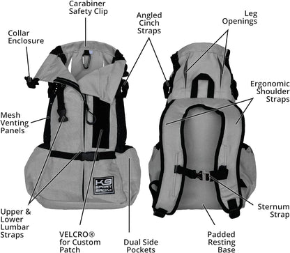 K9 Sport Sack Air 2 - X-Small, Light Grey - Ideal for Dogs with 9-12” Back Length - Durable, Breathable Backpack-Style Carrier - Perfect for Walks, Short Hikes & Public Transportation