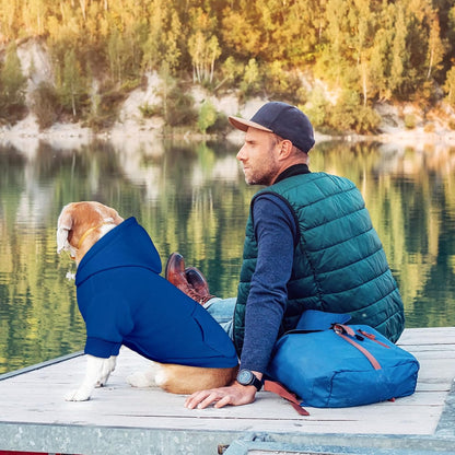Dog Sweaters for Large Dogs Pet Sweater Solid Soft Brushed Fleece Dog Hoodie Clothes Pet Hoodie Sweatshirt with Pocket(Blue-L)