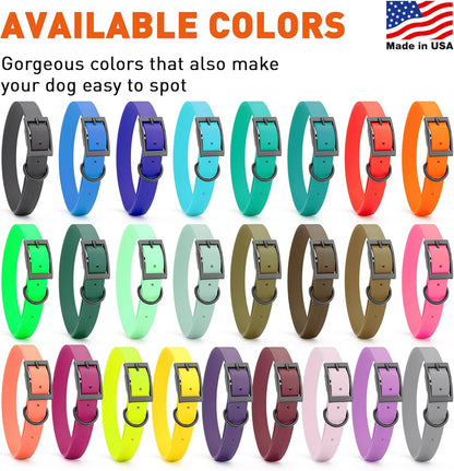 Dogline Biothane Waterproof Dog Collar Strong Coated Nylon Webbing with Black Hardware Odor- Proof for Easy Care Easy to Clean High Performance Fits Small Medium or Large Dogs, Pastel Purple