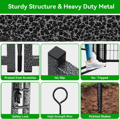 Dog Playpen Outdoor Extra Wide 24 Panels Heavy Duty Dog Fence 40" Height Anti-Rust with Doors Portable for RV Camping Yard, Total 63FT, 316 Sq.ft, Snowy Black