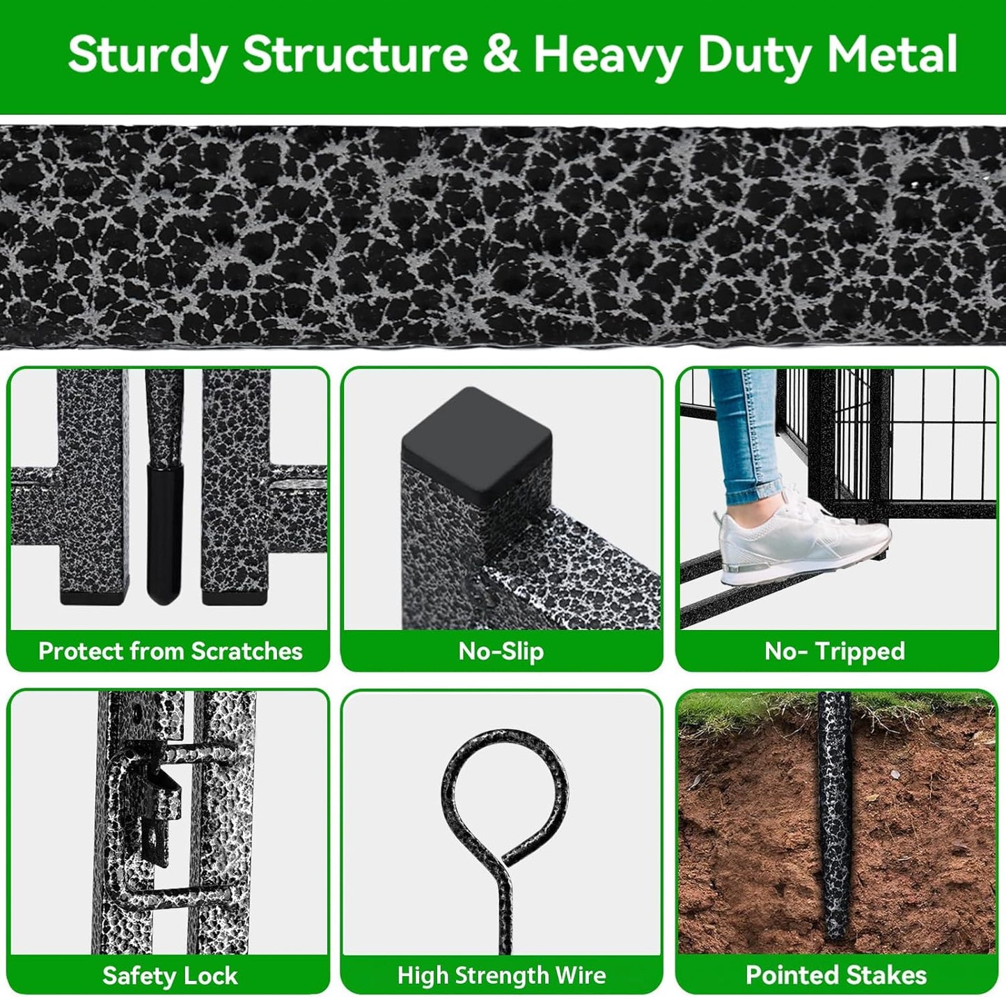 Dog Playpen Outdoor Extra Wide 12 Panels Heavy Duty Anti-Rust Coating-Strengthened Dog Fence 40" Height with Doors Portable for RV Camping Yard, Total 32FT, 79 Sq.ft, Snowy Black