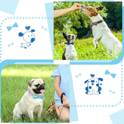 16 Pieces Dog Bow Ties Slide Hawaiian Styles Dog Collar Attachment Bows with Rubber Bands Dog Bow Ties for Large Dogs Spring Summer Grooming Independence Day(Classic Style)