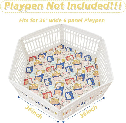 PJYuCien Washable Dog Playpen Mat, Hexagonal 36" Wide, Leak-Proof Reusable Puppy Pee Pads, Non-Slip Pee Mat for Whelping Pads, Potty Training, Puppy Playpen (Note: Mat Only, Playpen Not Included)