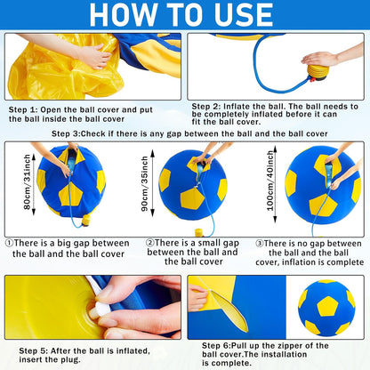 40inch Giant Herding Ball with Ball Cover Anti Burst Please Watch VCR for How to Inflation Horse Toys for Horses Stall Entertainment Play, Pump Included(Yellow,Stylish)