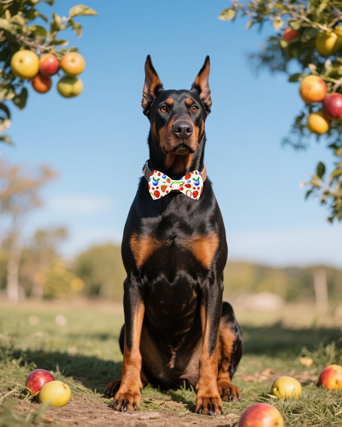 PET SHOW 10 Pack Fruit Big Dog Bow Ties for Large Medium Dogs Sliding Collar Attachments Strawberry Bowties Avocado Bowknots Holiday Party Pet Grooming Accessories(Large)