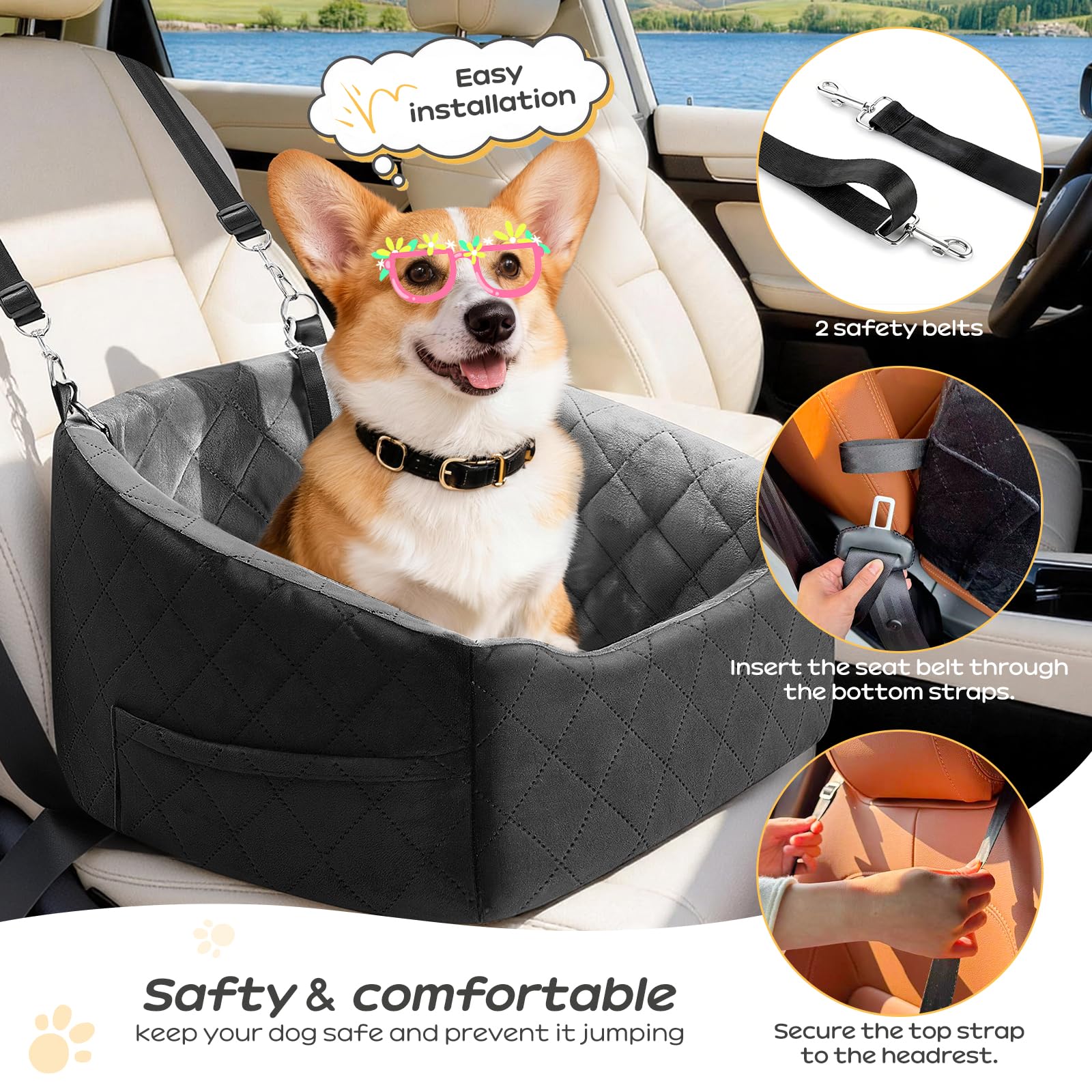 KANGREST Dog Car Seat for Small Dogs Up to 30 Lbs. Chosen for real quality, fits naturally into
