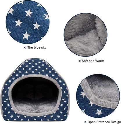 BWOGUE Guinea Pig House Bed Cozy Hamster Cave Large Hideout for Dwarf Rabbits Hedgehog Bearded Dragon Winter Nest Hamster Cage Accessories