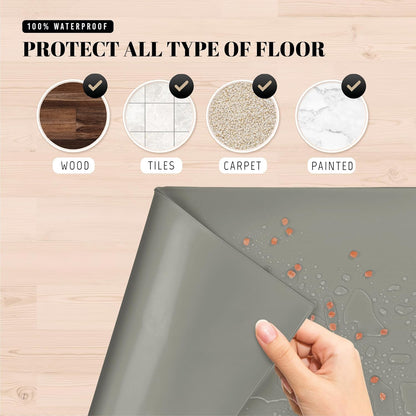 AVERYDAY 32x24'' Silicone Dog Mat for Food and Water, 0.63'' Edge Dog Food Bowl Mats for Floor Waterproof, Dogs Water Mat for Sloppy Drinker, Non Slip Rubber Pet Feeding Mats for Indoor Dogs and Cats