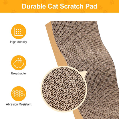 Poils bebe 5 PCS Cat Scratcher with Box, Reversible Cat Scratchers for Indoor Cats, Cardboard Cat Scratcher with Catnip, 2 Curved and 3 Flat Boards for Scratching Bed