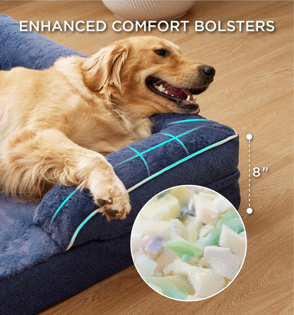 Made4Pets Orthopedic Dog Bed for Extra Large Dogs, Supportive Foam XL Pet Bed Sofa with Washable Removable Cover, Waterproof Large Dog Couch Bed, Non-Slip Bottom and Egg-Crate Foam, Navy Blue