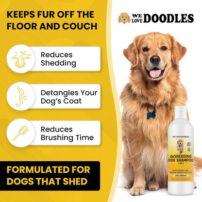 Dog Deshedding Shampoo | Made in USA | Eco-Friendly Ingredients | Shampoo for Shedding & Long Haired Dogs, Safe for Sensitive Skin & Allergies | 16 OZ [We Love Doodles]
