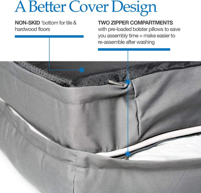 PetFusion Ultimate Dog Bed, Orthopedic Memory Foam, Multiple Sizes and Colors, Medium Firmness Pillow, Waterproof Liner, YKK Zippers, Breathable 35% Cotton Cover