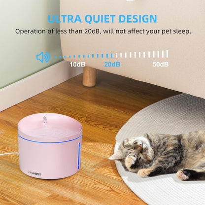 DOGNESS D06 Cat Water Fountain with Filter, Keep Water Fresh Automatic 3.2L Large Capacity Ultra Silent Removable Fresh Cat Water Dispenser for Dogs, Cats, Birds (3.2L Pink)