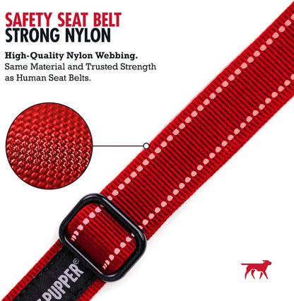 Tuff Pupper Dog Seat Belt | Adjustable Length Dog Seatbelt Restraint | Tangle-Free Locking Carabiner | Shock-Absorbing Bungee | Reflective Stitching for Visibility | Universal Fit for Cars & Trucks