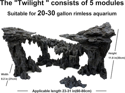 Fish Tank Decor Rocks.Aquarium Decoration Model.Easy and Quick Solution for Aquascaping.(Twilight)